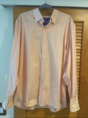 Tommy Bahama Men's Pale Orange Striped Button-Down Shirt XL